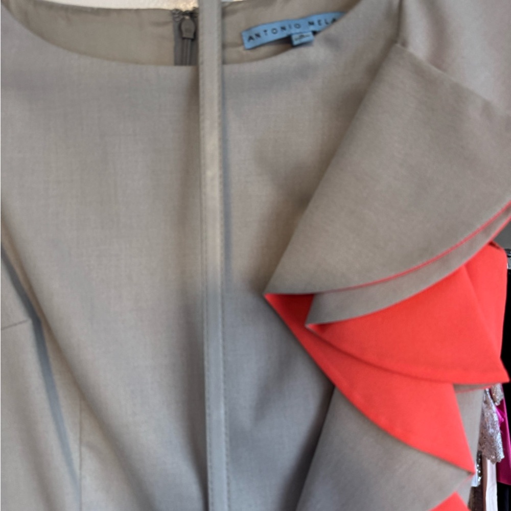 Antonio Melani Gray and Red Ruffle Dress
